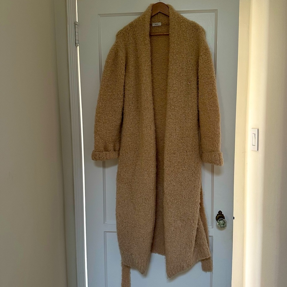 A.L.C. Nude Wool Nubby Boucle Knit Wrap Coat - Picture 8 of 12